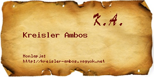 Kreisler Ambos névjegykártya